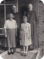 The Bishop of St Albans visits the new vicarage in 1954.